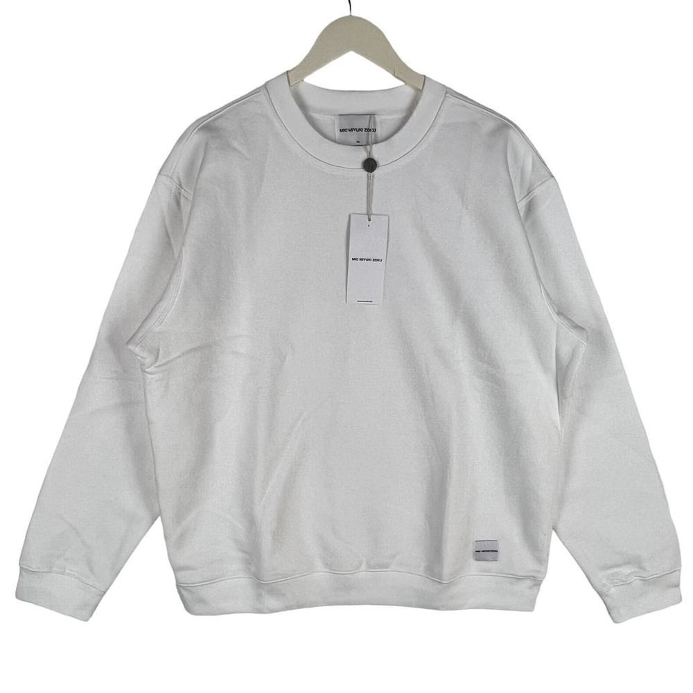 New MKI Miyuki Zoku Men Sweater Basic Crew Pullover White Sweatshirt US XL